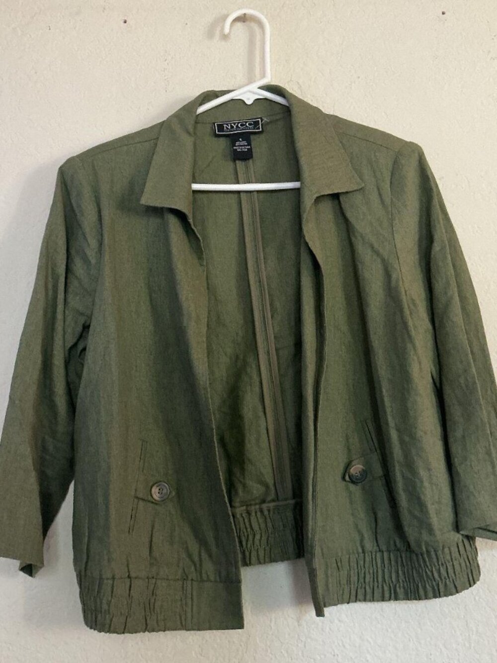 NY Collection Women's Green and Khaki Jacket - Size Small